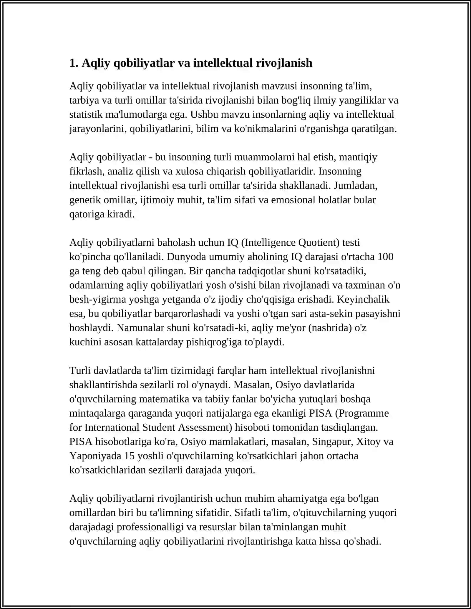 MUSTAQIL ISH Mavzu: IQTIDORLILIK VA AKADEMIK ÓZLASHTIRMASLIK 3