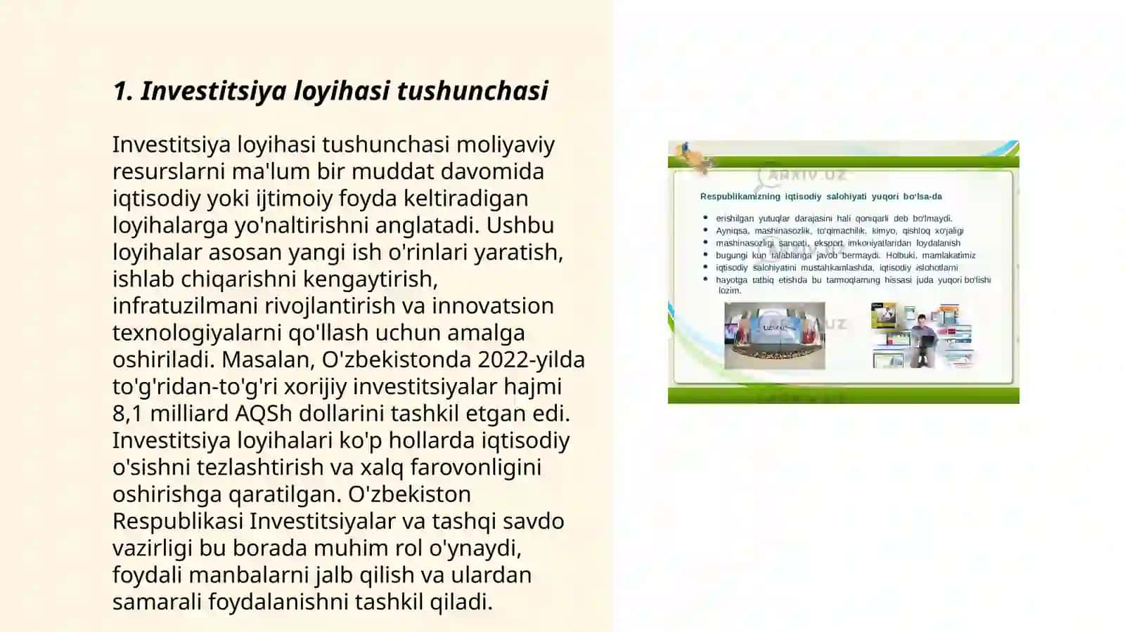 Investitsiya loyihalarining moliyaviy iqtisodiy samaradorligini baholash usulllari slayd 3