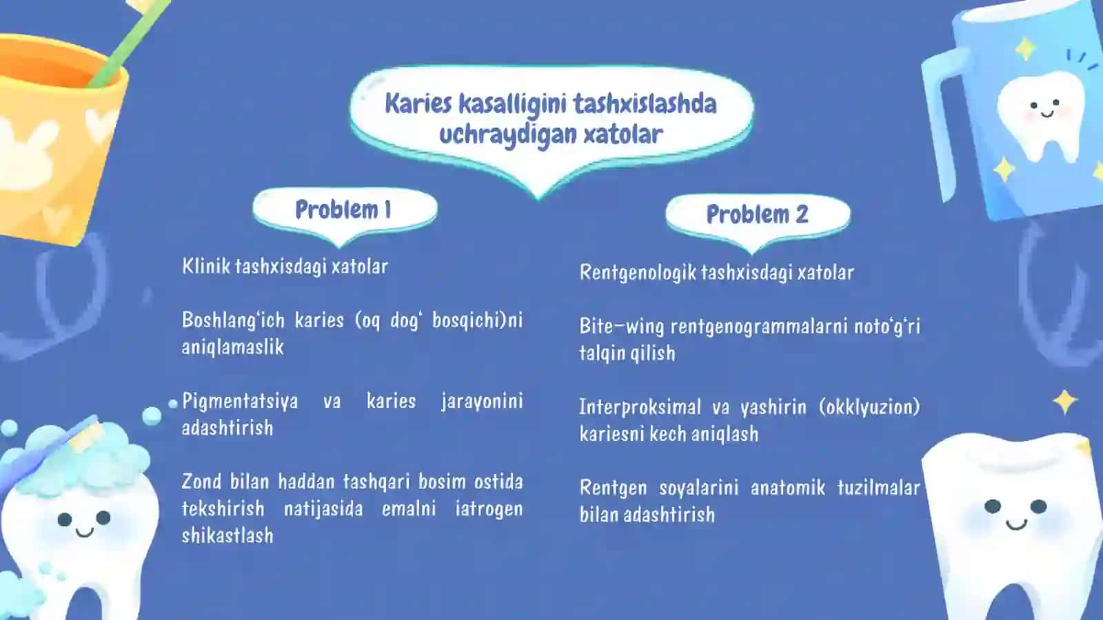 Karies kasalligini tashxislashda va davolashda uchraydigan xato va asoratlar. Profilaktikasi 3