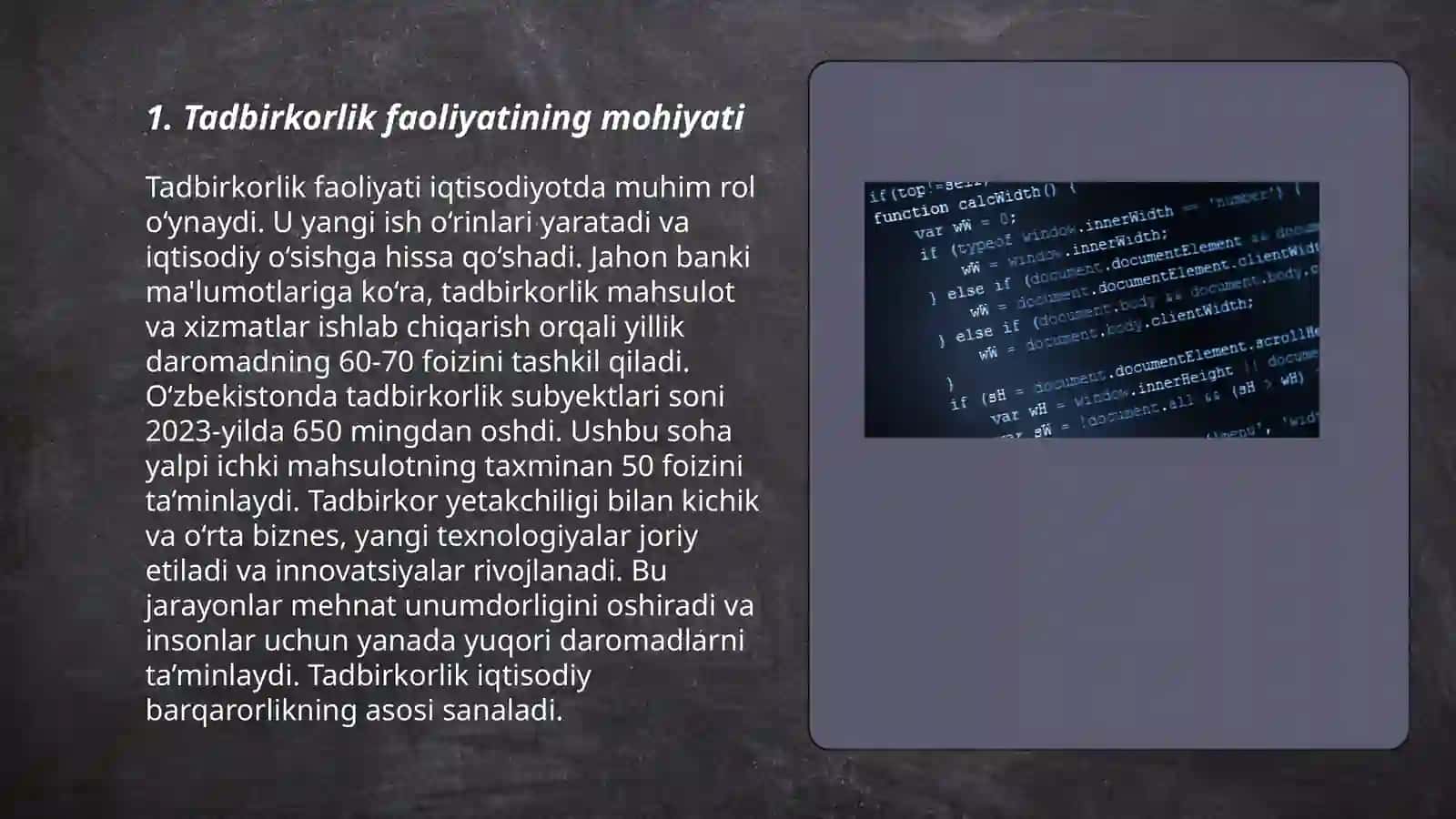 Tadbirkorlik faoliyati, uning asosiy belgilari va vazifalari 3