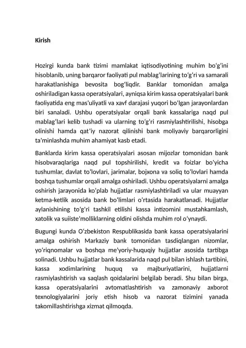 Banklarda kirim kassa operatsiyalari bo‘yicha hujjatlar aylanishi, hisobi va nazorati 3