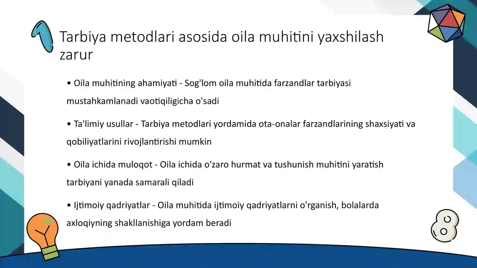 Tarbiya metodlari va vositalari 3