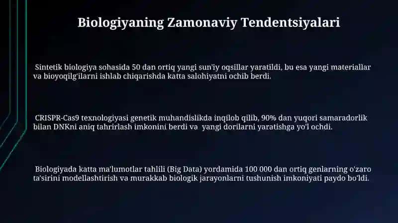 Biologiyaning Zamonaviy Tendentsiyalari 3