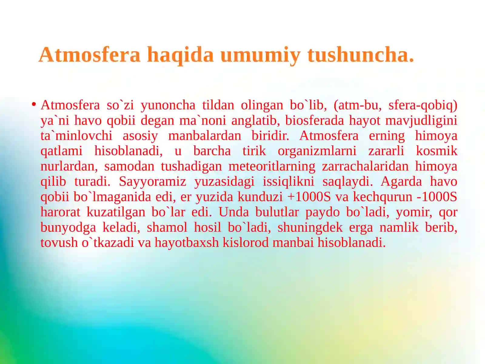 Ifloslantiruvchi manbalardan atmosfera havosiga chiqadigan zararli moddalar. 3
