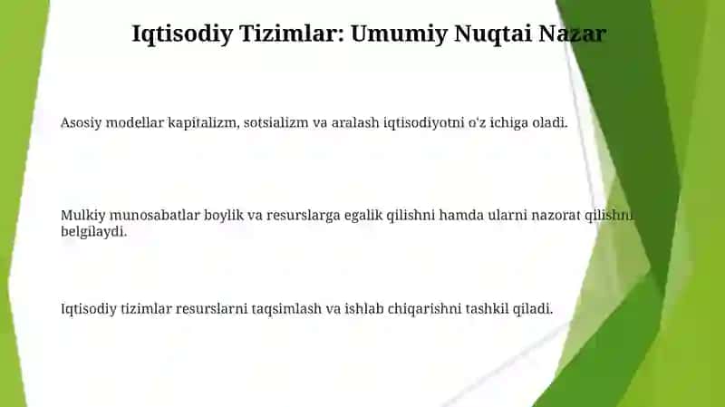 Iqtisodiy tizim modellari va mulkchilik munosabatlari 3