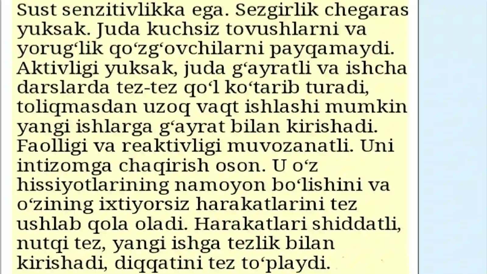 Temperament tiplarining tavsiyanomasi 3