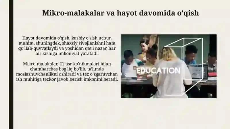 Mikro-malakalar va hayot davomida o'qish 3