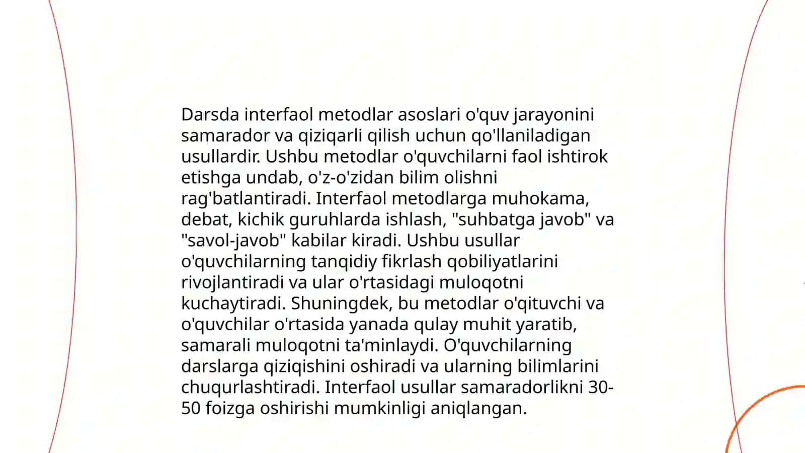 Darsda interfaol,,sòzli tafakkur" metodidan foydalanish 3