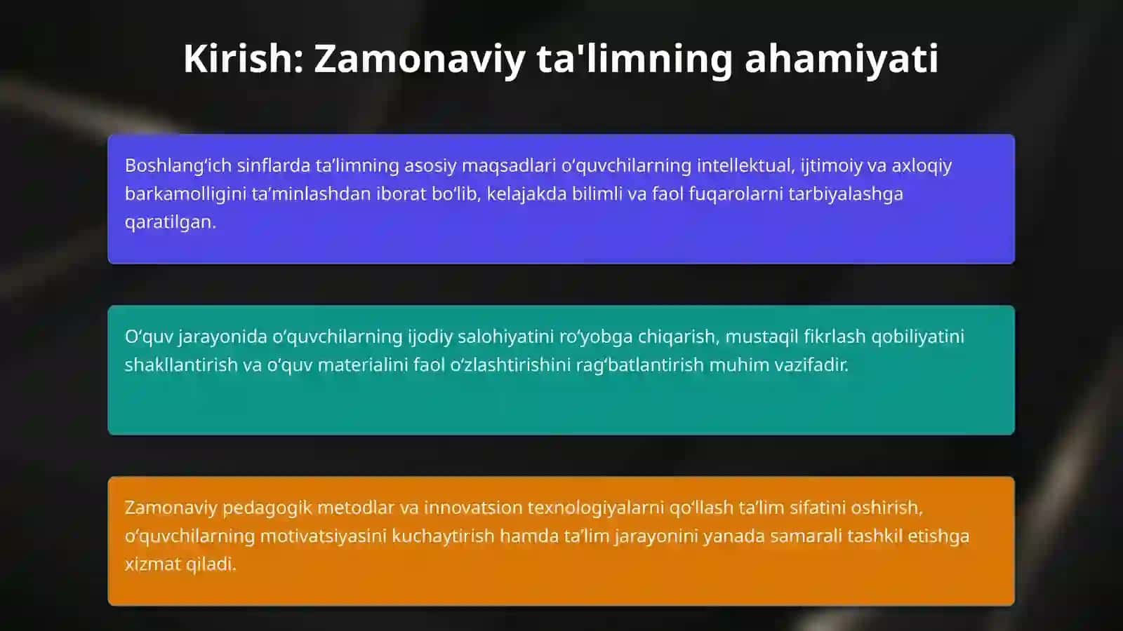 Boshlangʻich sinflarda taʼlim metodlari va vositalari. 3