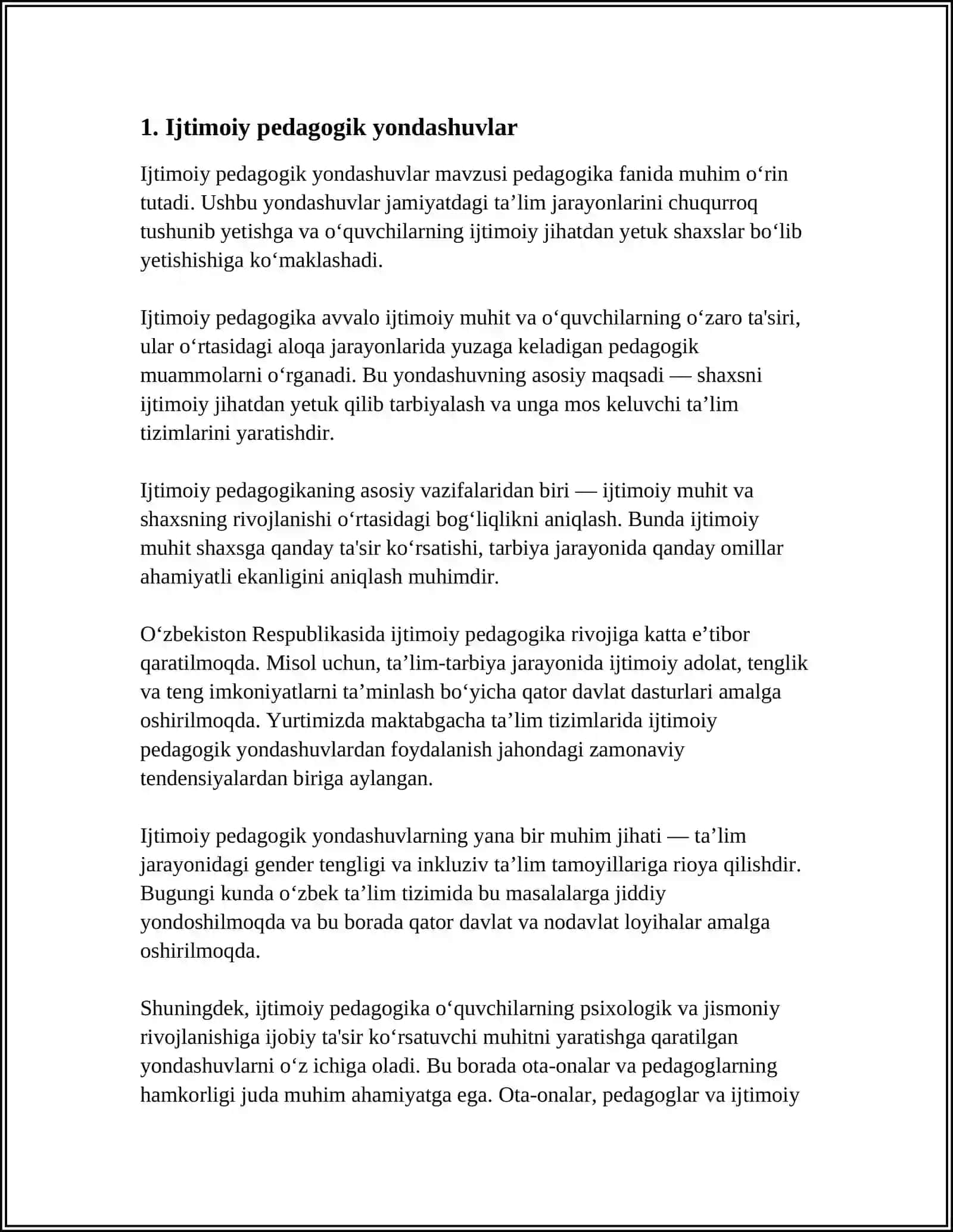 IJTIMOIY PEDAGOGNING KICHIK MAKTAB YOSHIDAGI BOLALAR BILAN OLIB BORADIGAN FAOLIYATI 3