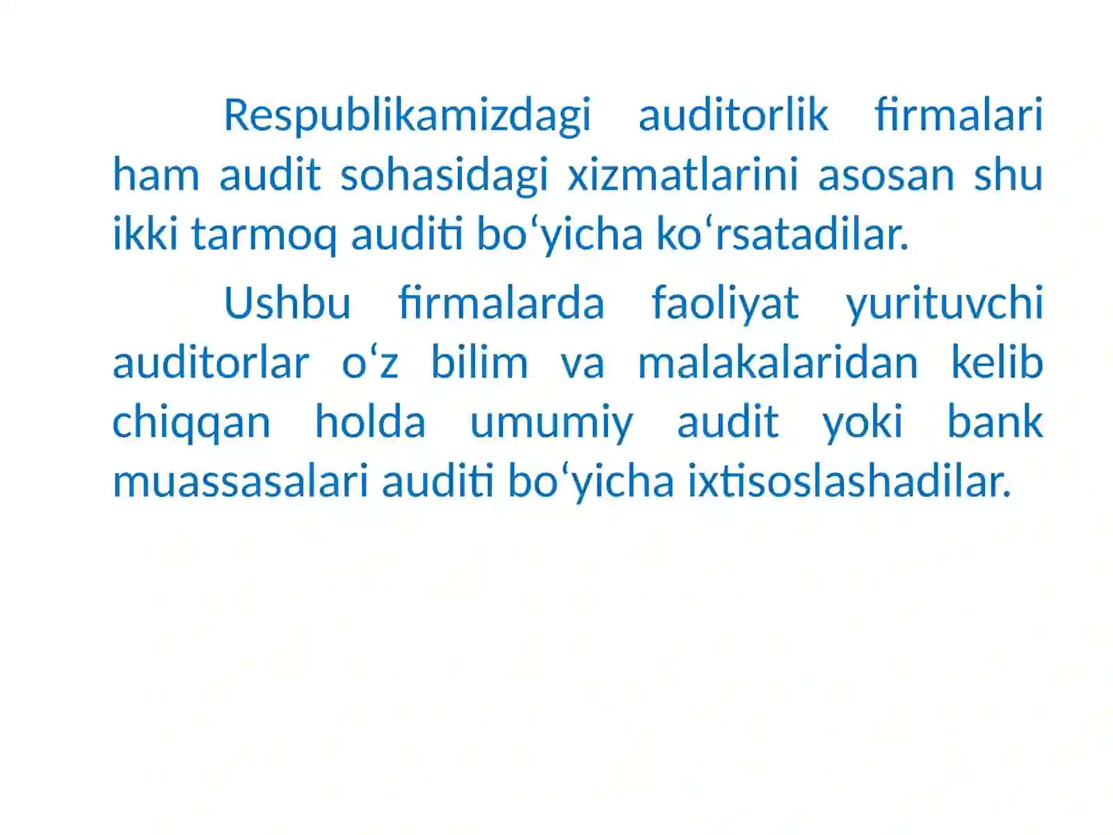 O‘ZBEKISTON RESPUBLIKASIDA AUDITORLIK FAOLIYATINI SERTIFIKATLASH TIZIMI 3