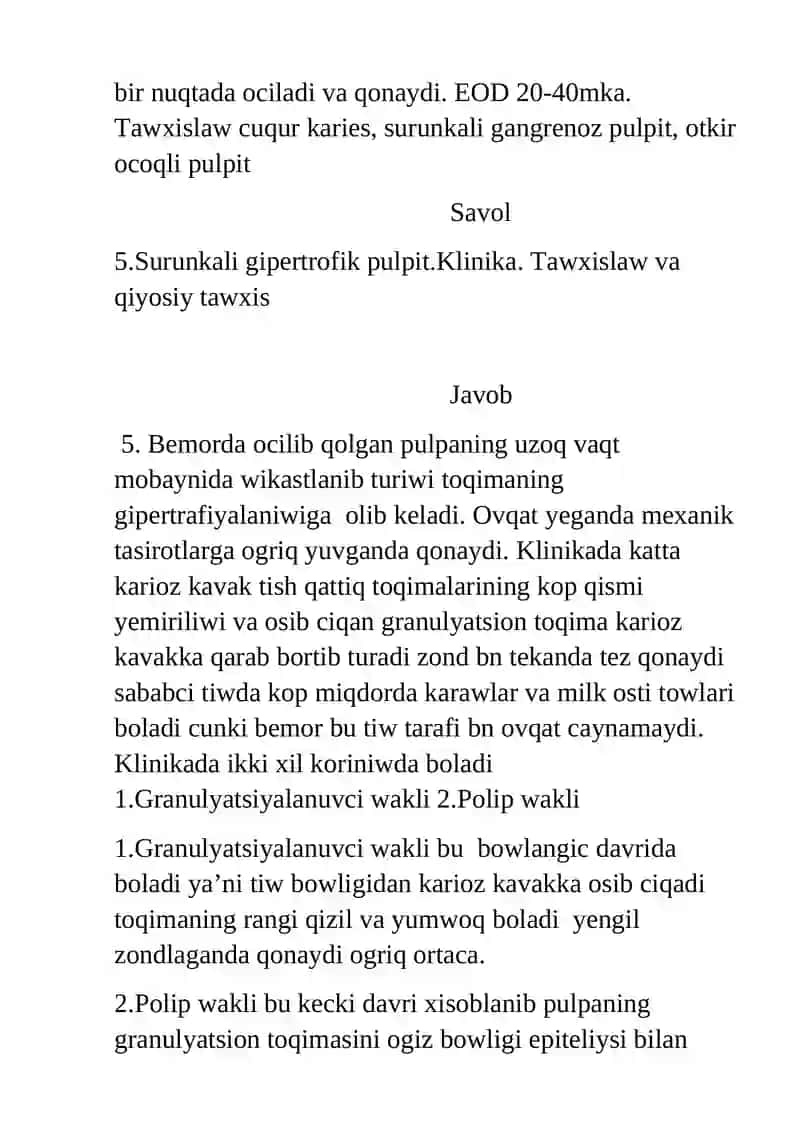 Pulpada Yowga Xos O'zgariwlar: Pulpar Tizimning Strukturasi va Funksiyasi 3