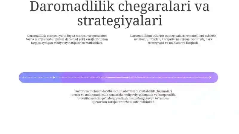 Turizm Va Mexmonxona XoʻJaligi Daromadi, Foydasi Va Rentabilligi 3