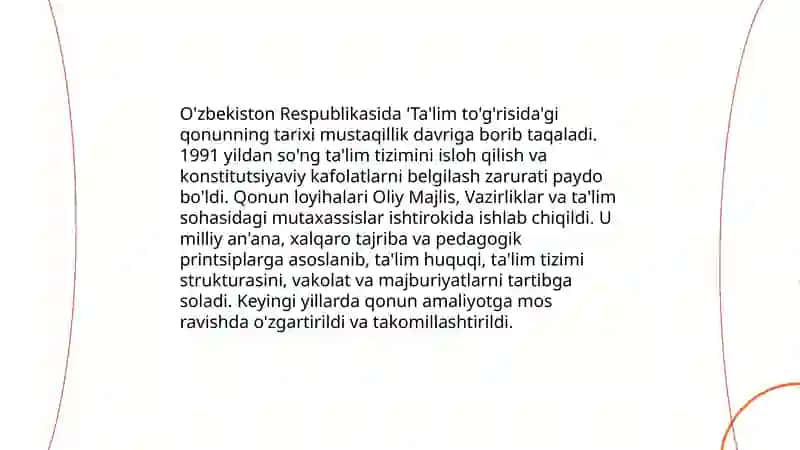 O‘zbekiston Respublikasi “Ta’lim to‘g‘risida”gi qonun va uning mohiyati 3