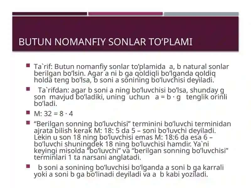Nomanfiy butun sonlari ig'indisi va ko'paytmasi ning bo'linishi 3