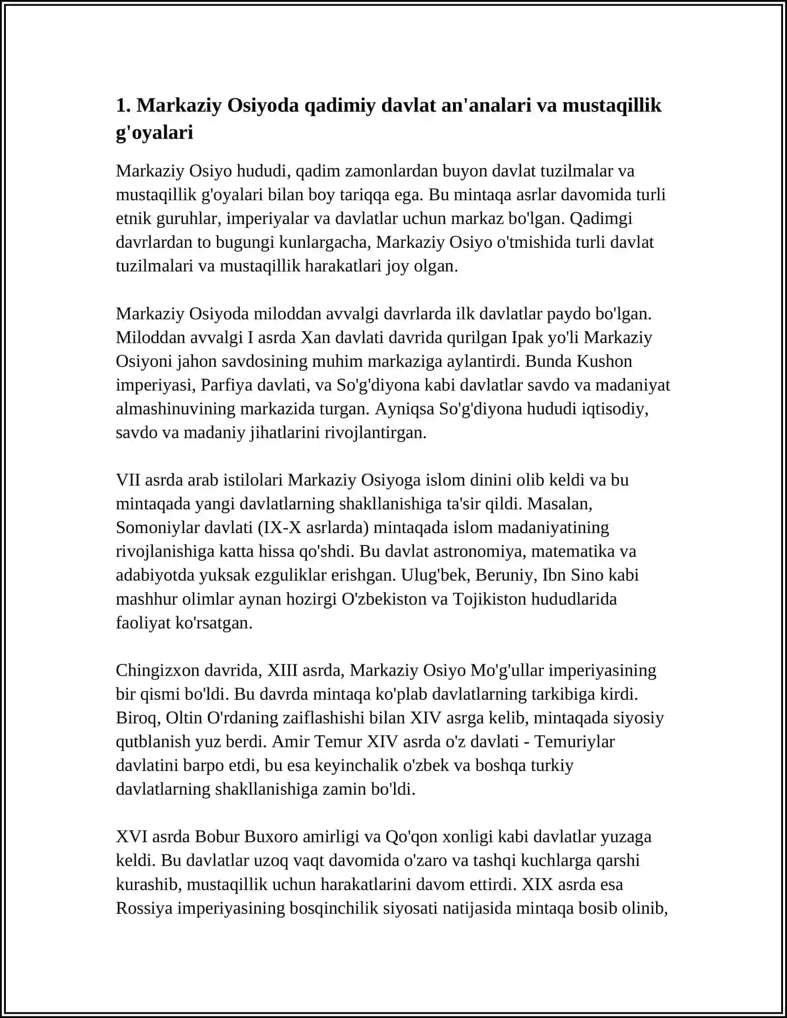 O'ZBEKISTONDA MUSTAQILLIK G'OYALARINING TARIXIY ASOSLARI 3
