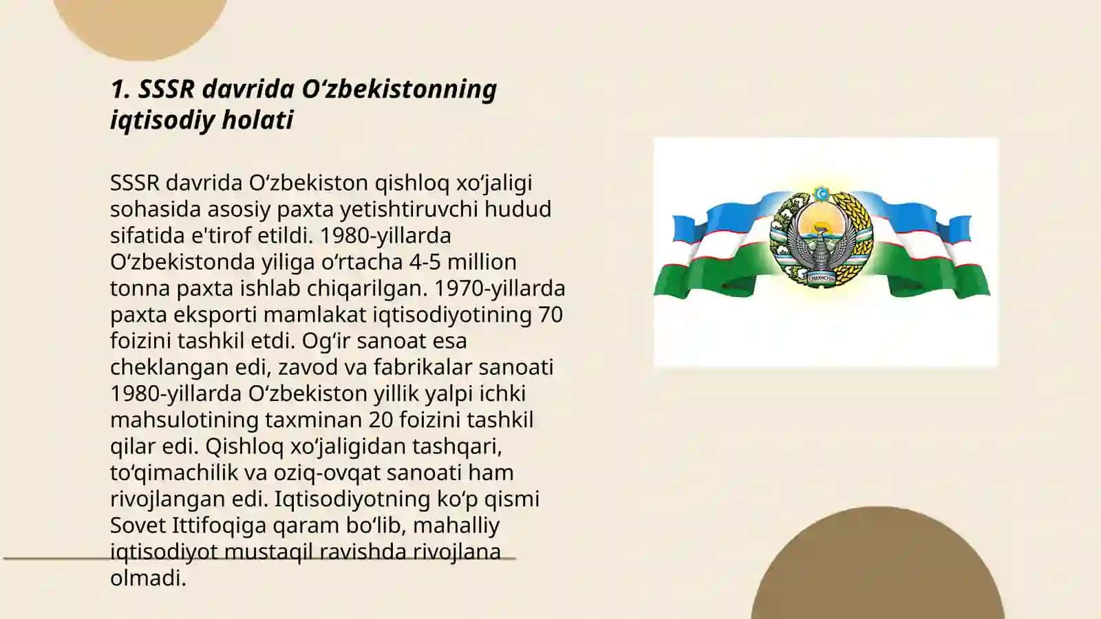 Òzbekistonning mustaqillikka erishishi arafasidagi ijtimoiy siyosiy va iqtisodiy ahvoli SSSR qulashi 3