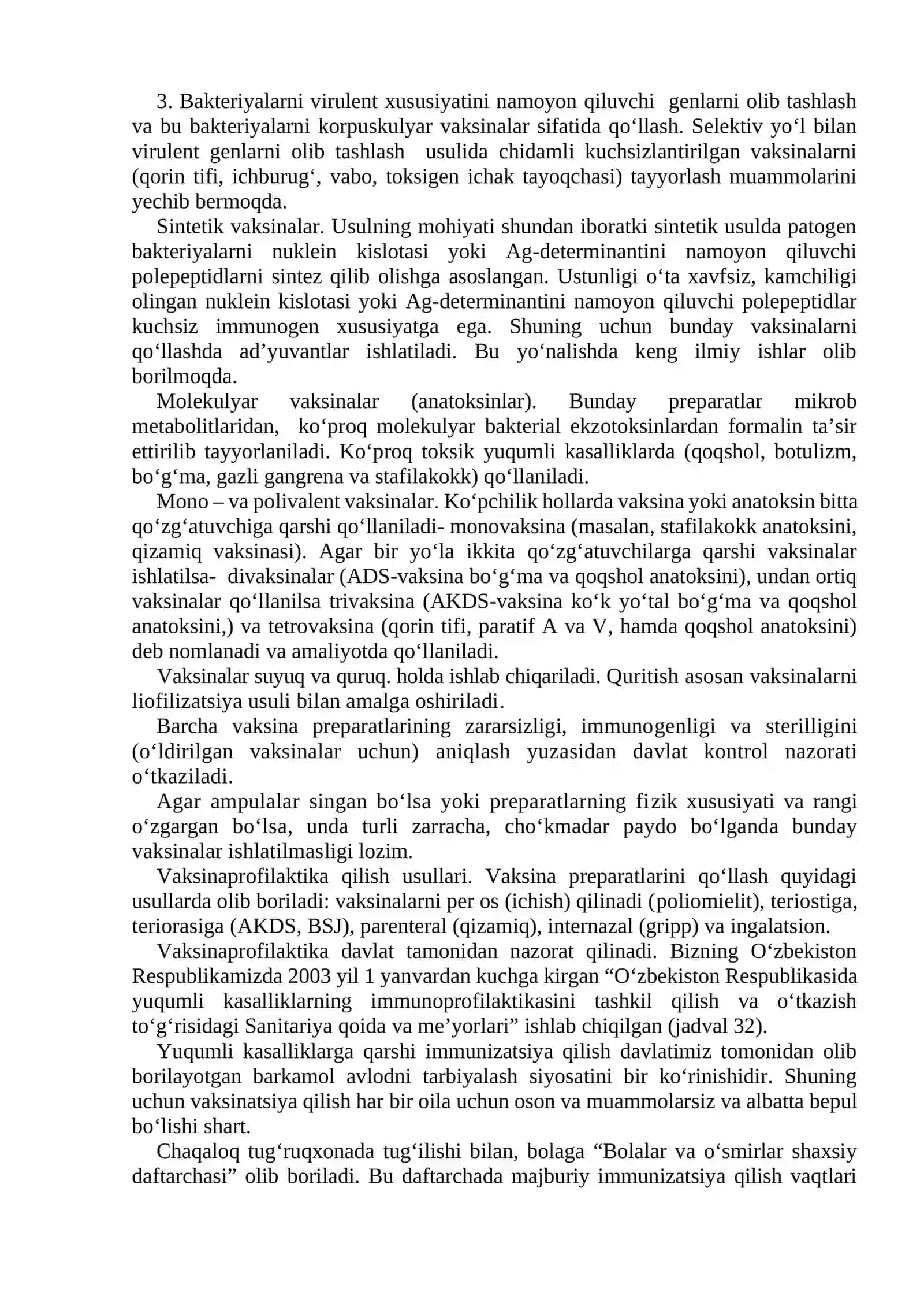 Vaksina va immun zardoblar. Ularni olish usullari, ishlatilishi 3