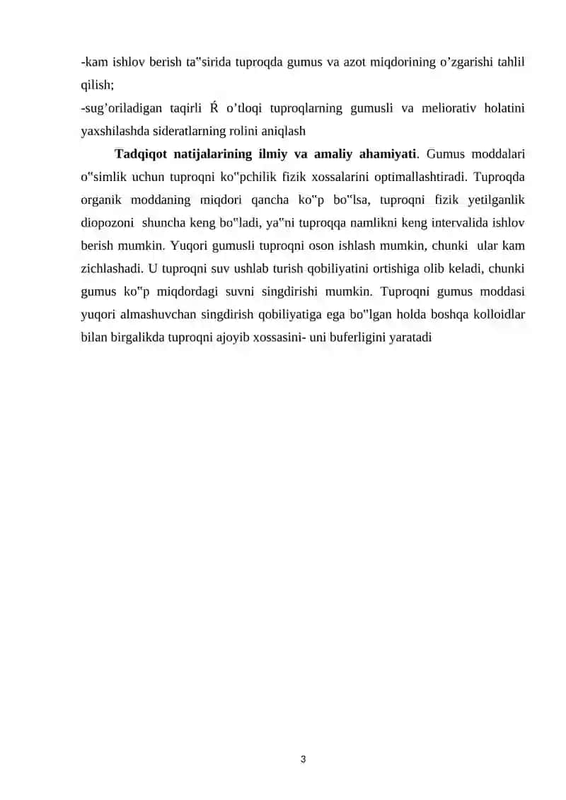 Tuproq unumdorligi va gumus miqdori 3