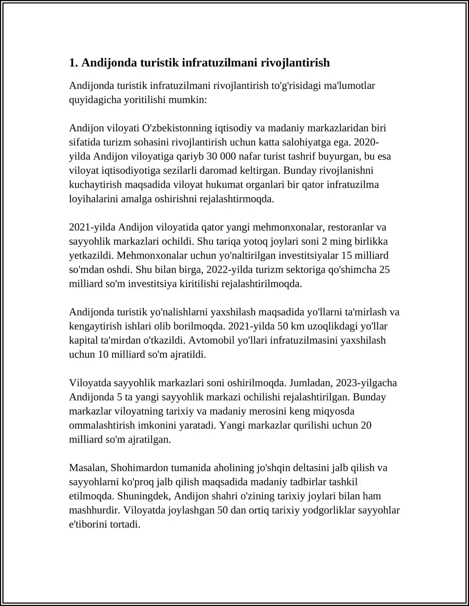 ANDIJONDA TURIZM SOHASINI RIVOJLANTIRISH IMKONIYATLARI 3