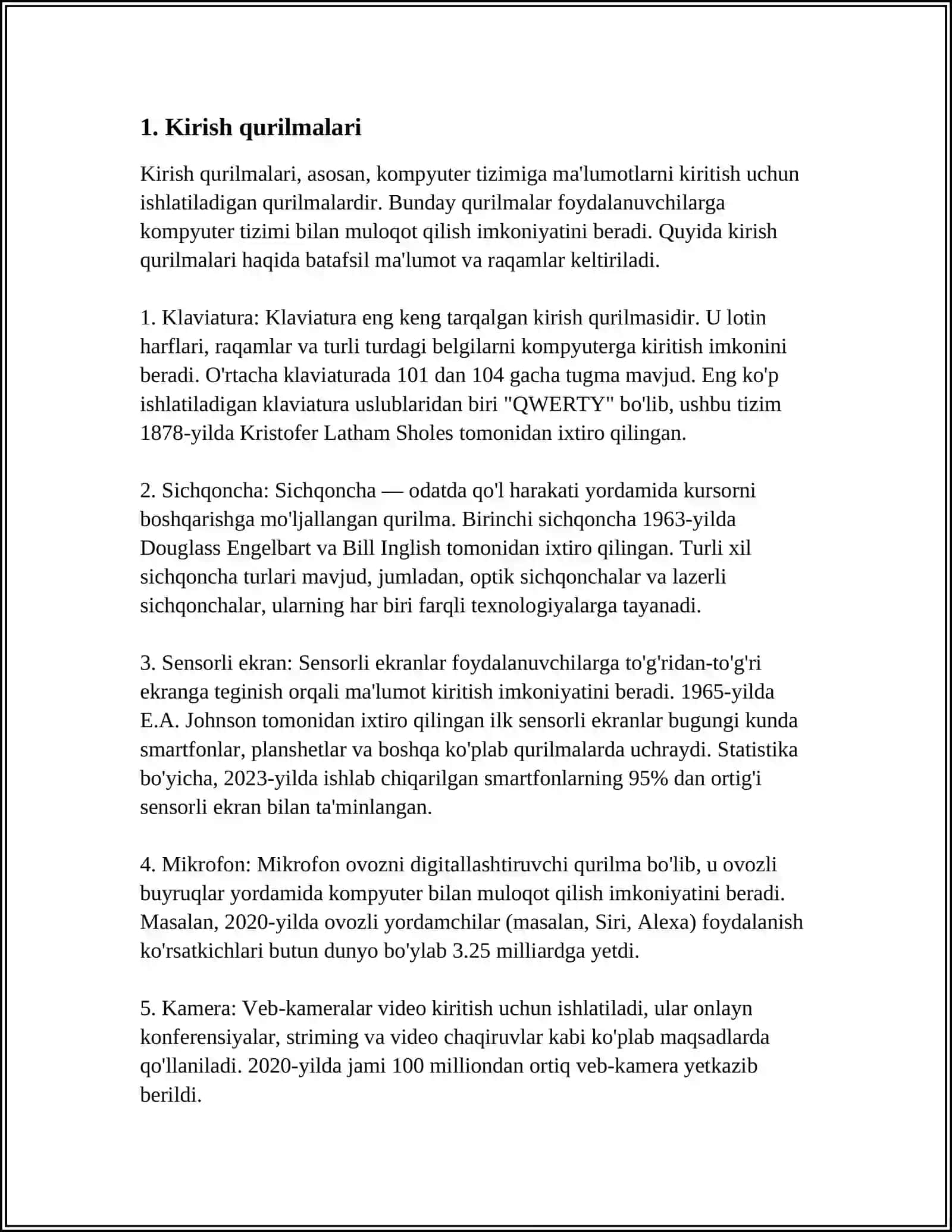 PERIFERIK QURILMALAR QANDAY TURLARGA BOʻLINADI VA ULARNING VAZIFALARI QANDAY? 3
