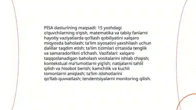 PISA xalqaro baholash dasturining mazmun-mohiyati 3