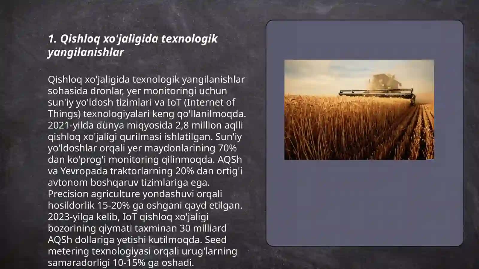Qishloq xo'jaligi va sanoat sohasidagi o’zgarishlar (Changes in Agriculture and Industry) 3