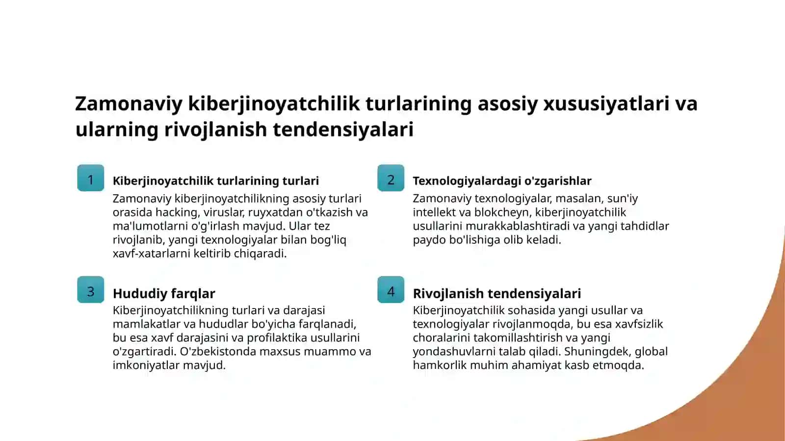 Zamonaviy kiberjinoyatchilik va uning turlari hamda axborot xavfsizligiga tahdid soluvchi omillar 3