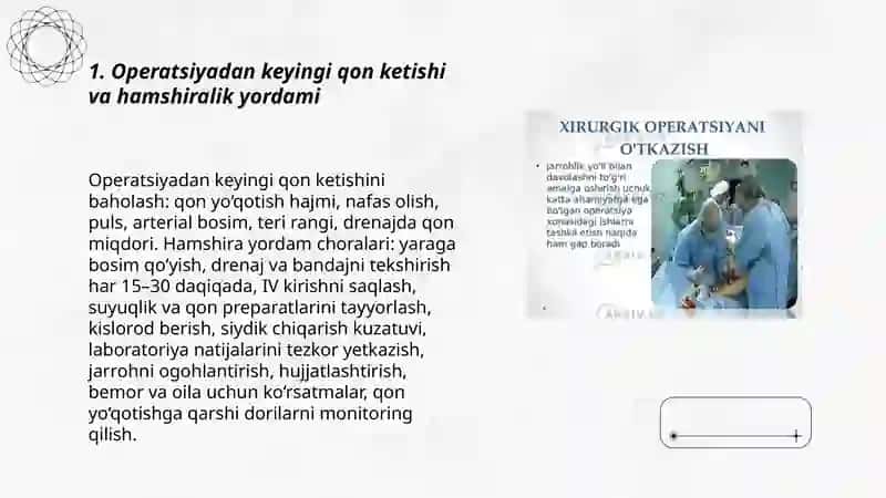 Operatsidan keyingi davrda kuzatiladigan asoratlarda hamshiralik ishi 3