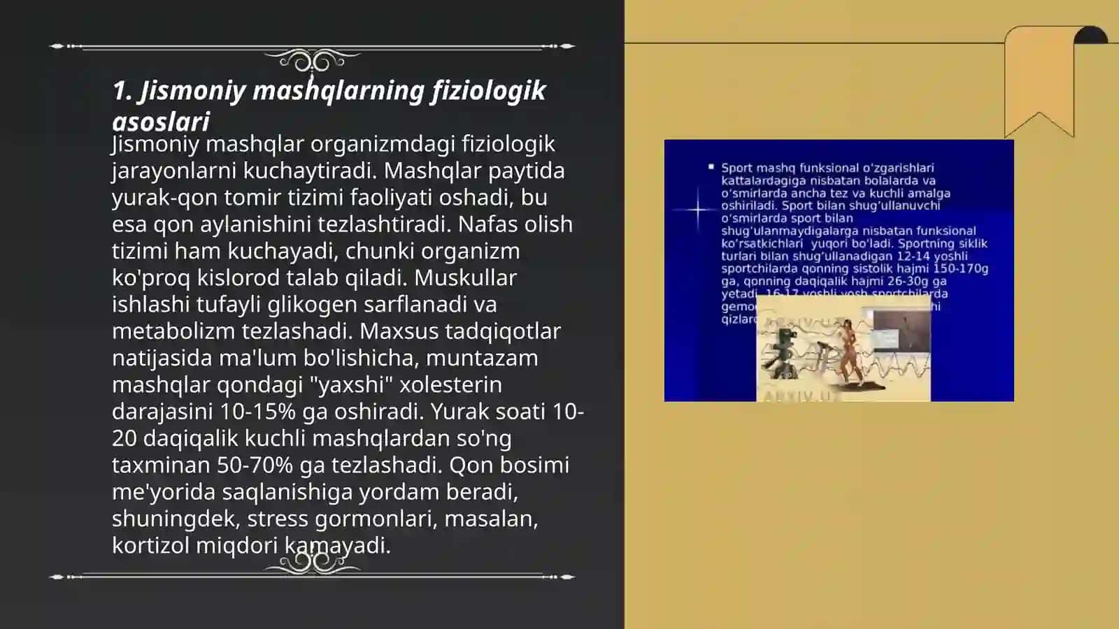Jismoniy mashqlarning fiziologik turlash va tavsiflash 3