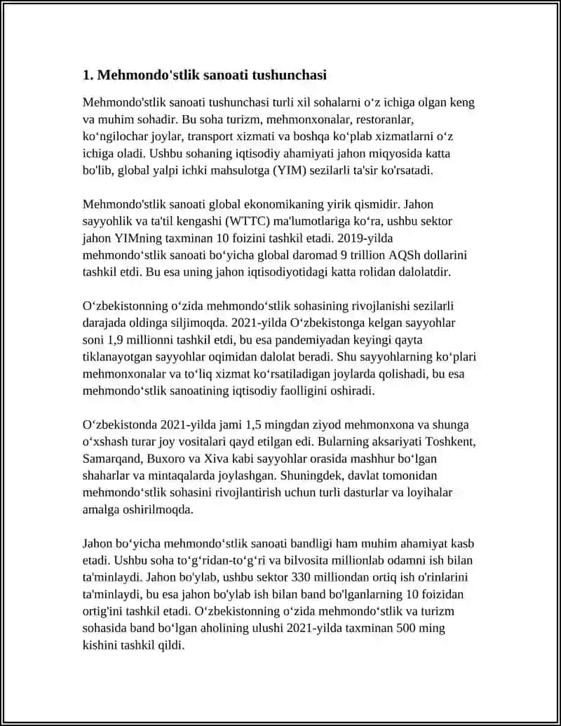 MEHMONDO'STLIK INDUSTRIYASINI TASHKIL ETUVCHI ISHLAB CHIQARISH TARMOQLARI 3