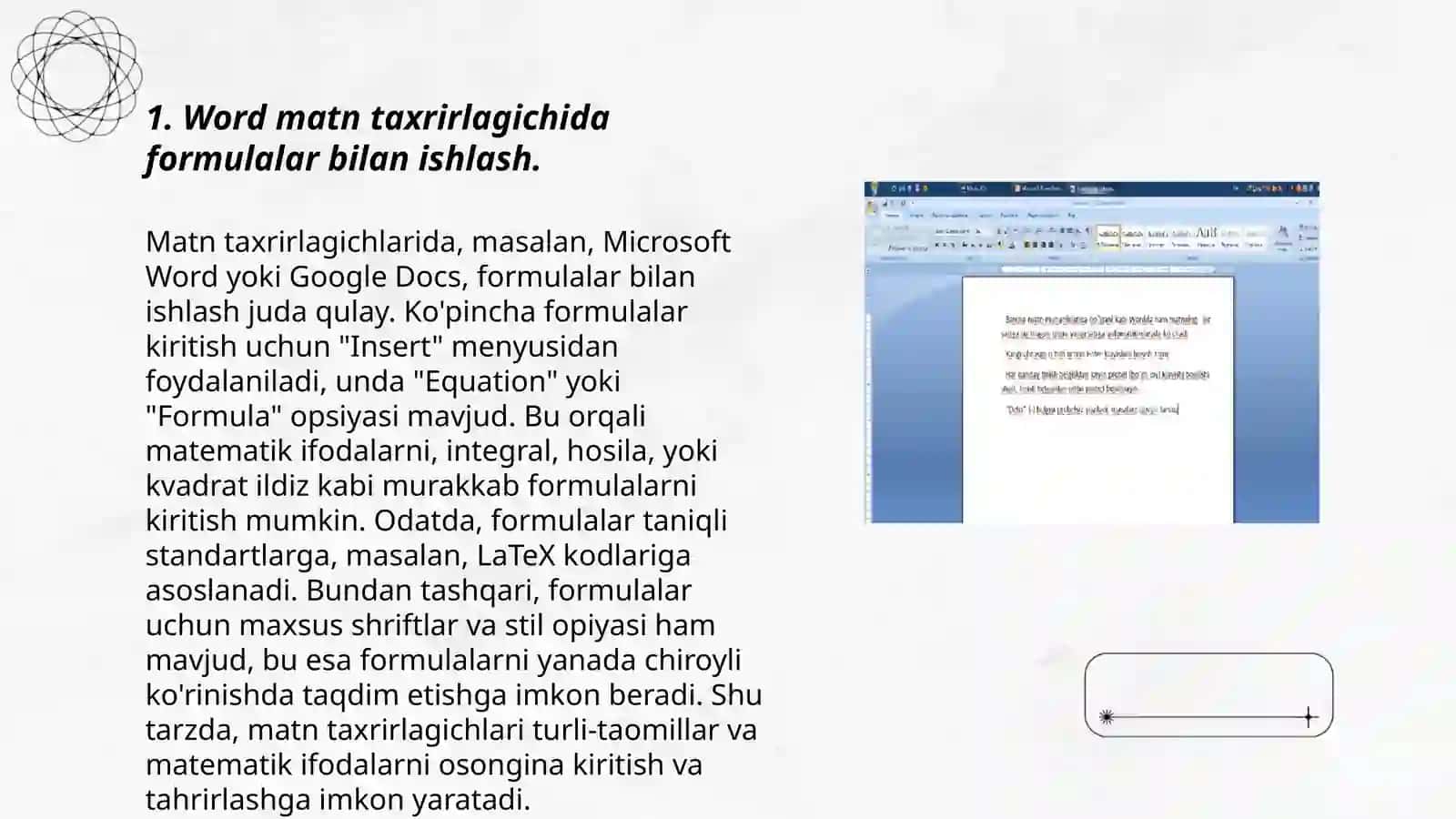 Word matn taxrirlagichida hisoblashishlarni bajarish 3