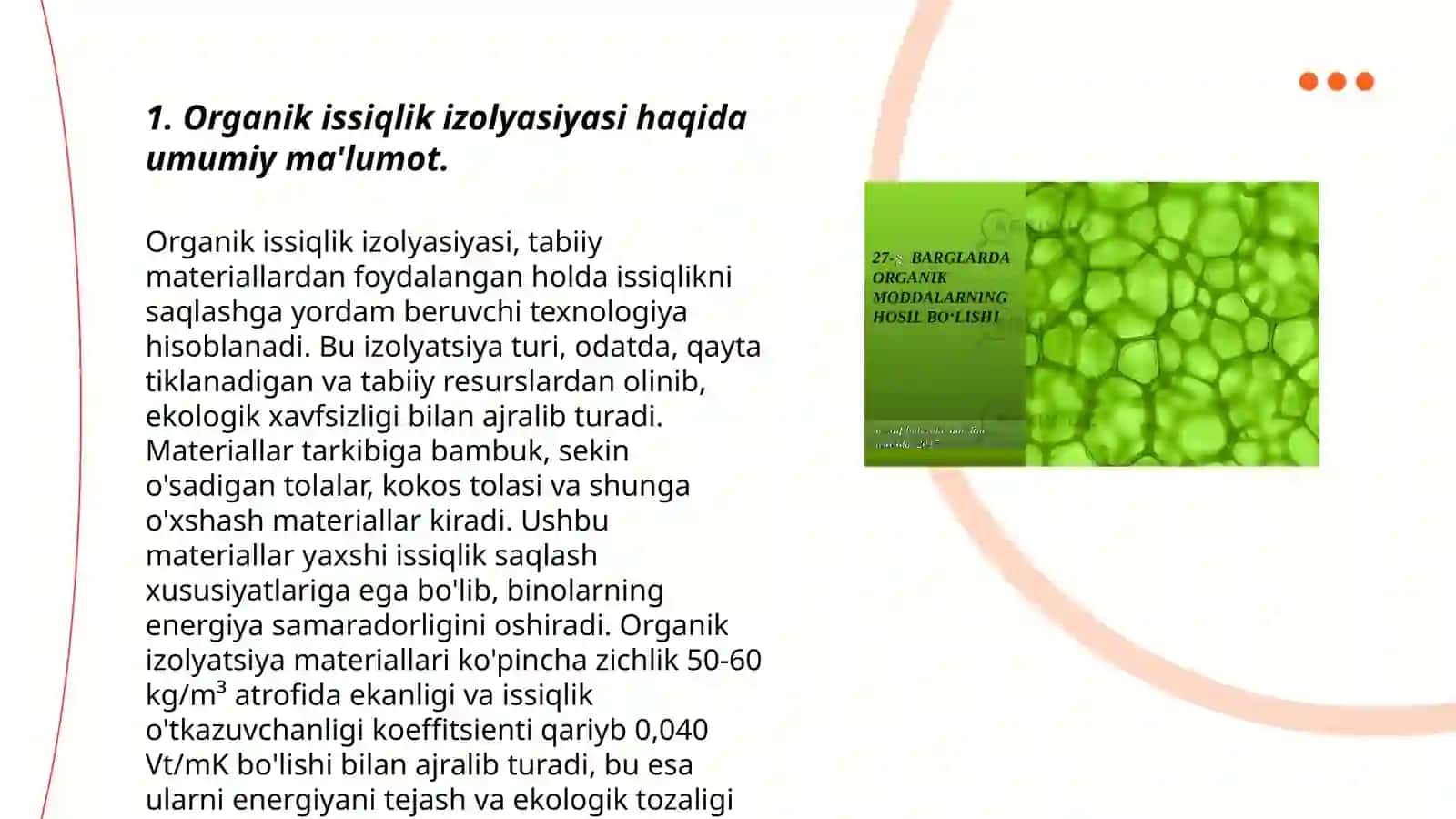 Organik issiqlik izolyasiyasi ashyolari va buyumlari 3