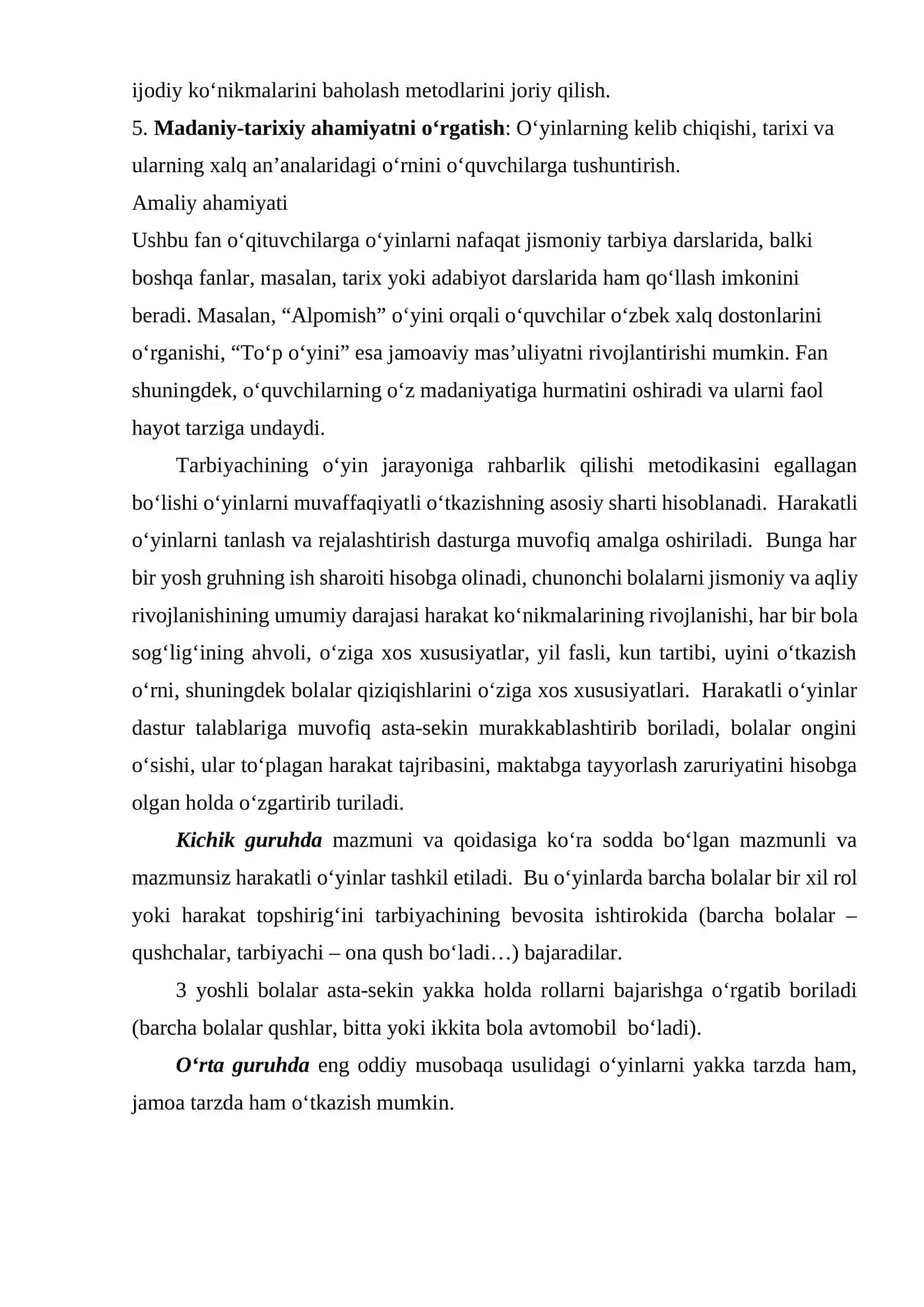 Milliy va harakatli o‘yinlar va uni o‘qitish metodikasi fanining maqsadi hamda vazifalari. 3
