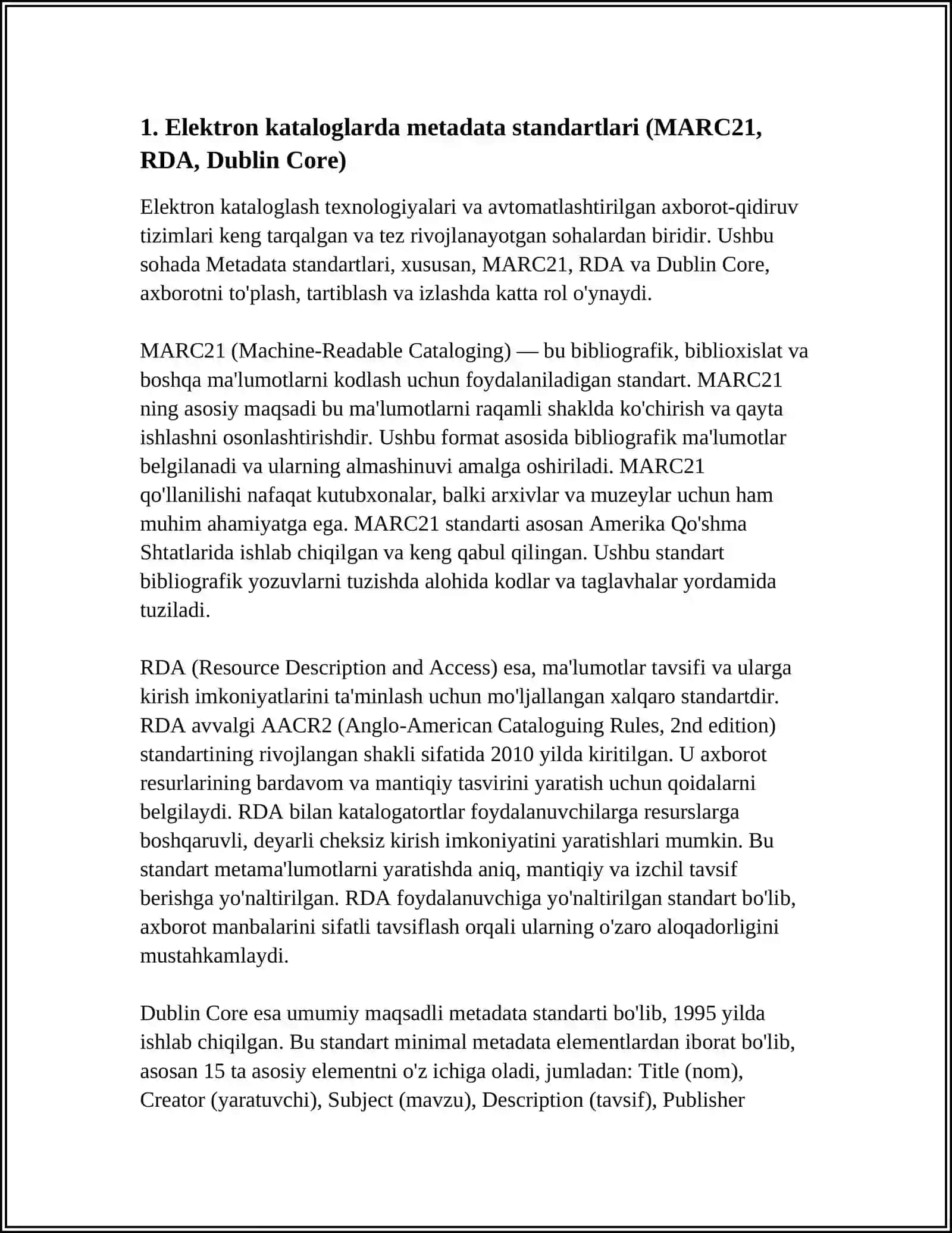 ELEKTRON KATALOGLASH TEXNOLOGIYALARI VA AVTOMATLASHTIRILGAN AXBOROT-QIDIRUV TIZIMLARI 3