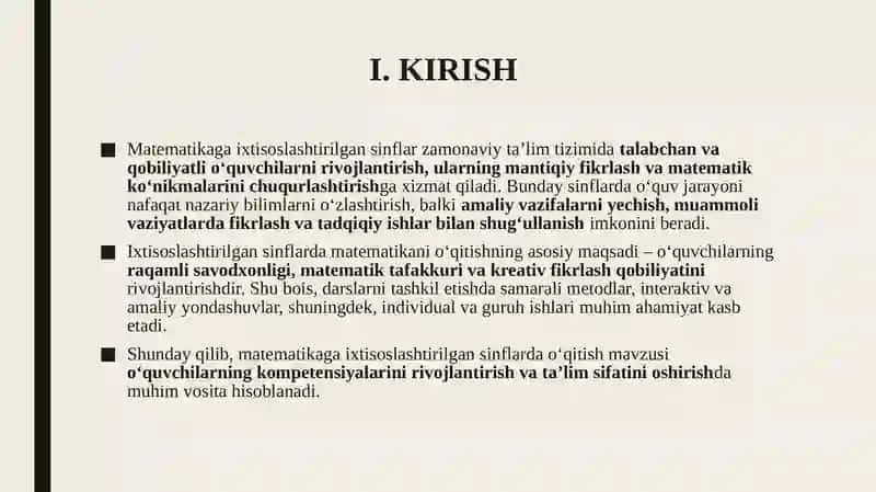 Matematikaga ixtisoslashtirilgan sinflar tushunchasi va maqsadi 3
