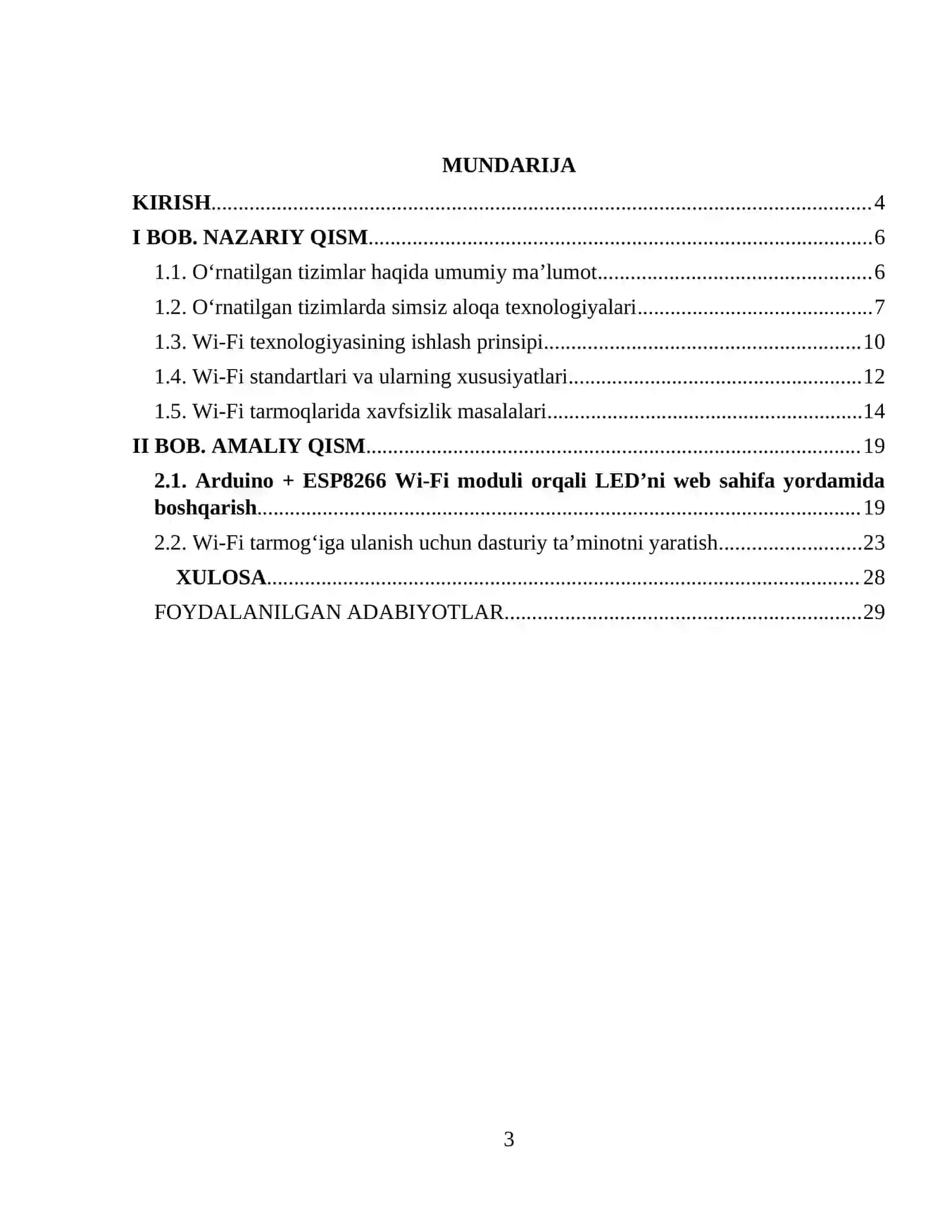 O‘RNATILGAN TIZIMLARDA WIFI TEXNOLOGIYASI KURS ISHIGA HISOBOT YOZUVI 3