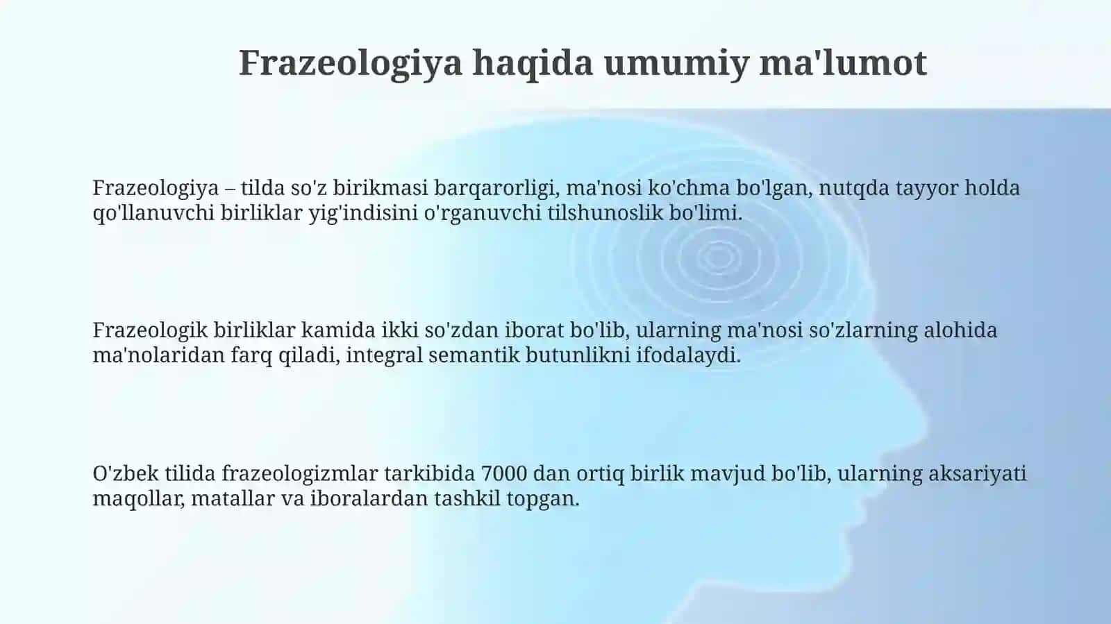 Frazeologiya haqida umumiy ma'lumot. Tasviriy ifoda (parafraza) 3