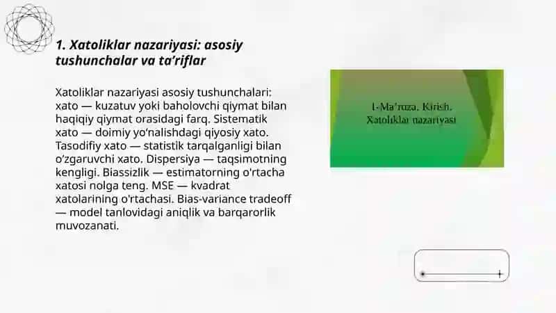 Xatoliklar nazariyasi elementlari 3