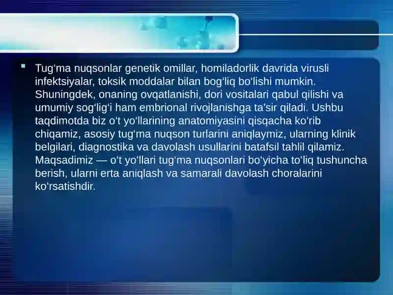 O‘t yo‘llari tug‘ma nuqsonlari 3