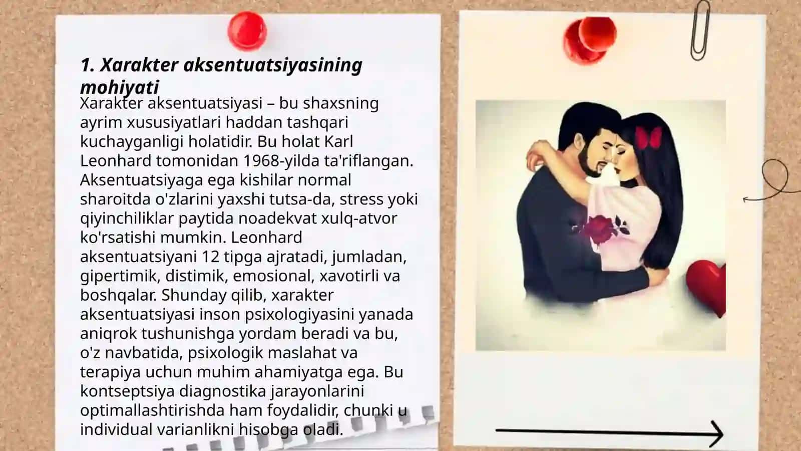 Xarakter aksentuatsiyasi. Muloqot uslublarini baholashda aksentuatsiyaning ma’lum tiplari. (K. Leongard bo‘yicha) 3