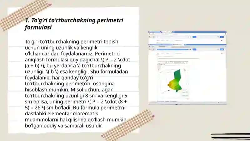 To‘g‘ri turtburchаk vа kvаdrаtning perimetri 3