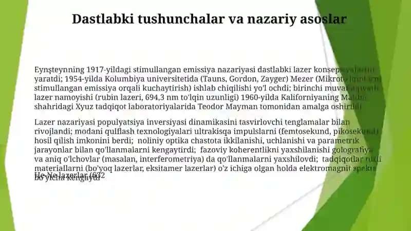 Lazerlarning yaratilish tarixi va bosqichlari 3