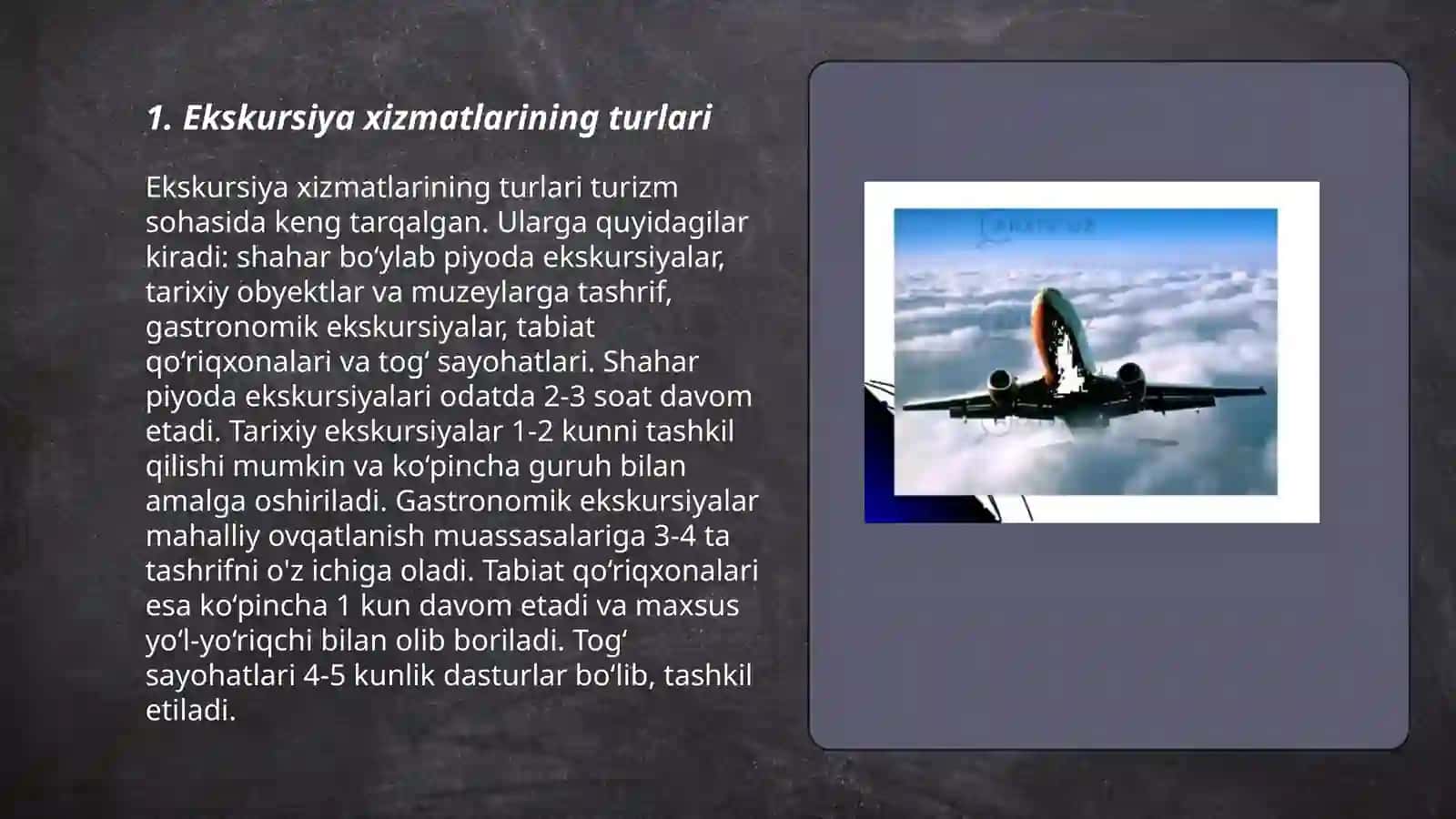 Turizm sohasida ekskursiya xizmatlari 3