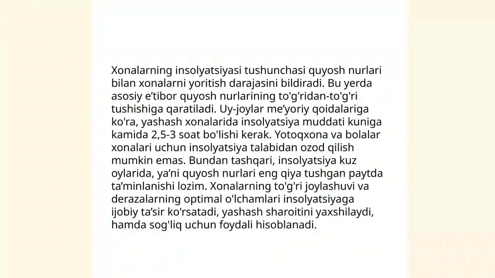 Xonalarning insolyatsiyasi haqida tushuncha, uning ahamiyati 3