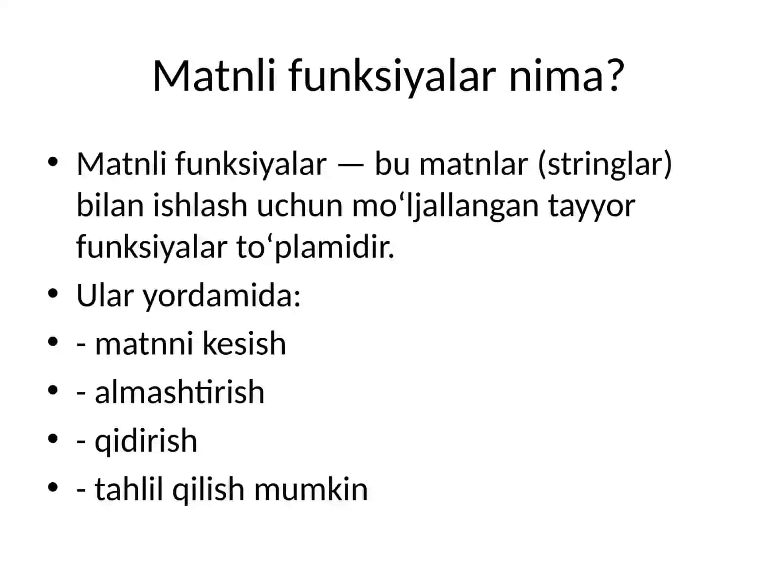 Matnli funksiyalar 3