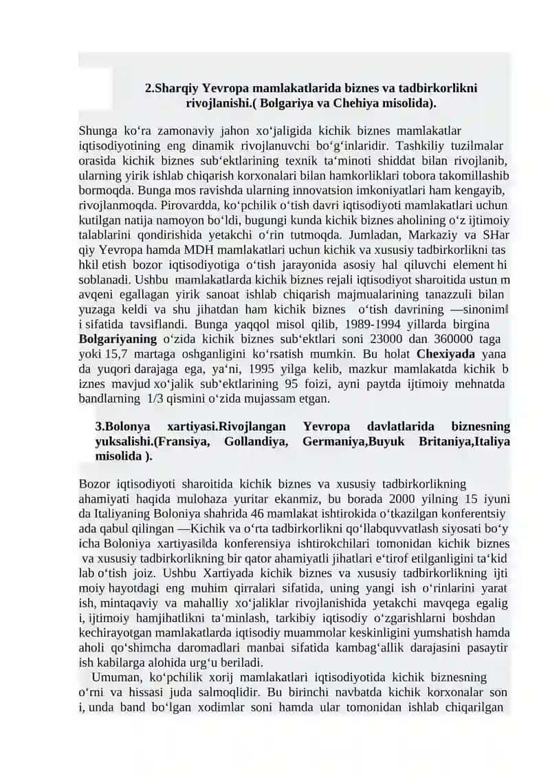 Rivojlangan mamlakatlar biznesining o’ziga xos tomonlari va ulardan mamlakatimiz biznes va tadbirkorligini rivojlantirishda oqilona foydalanish 3