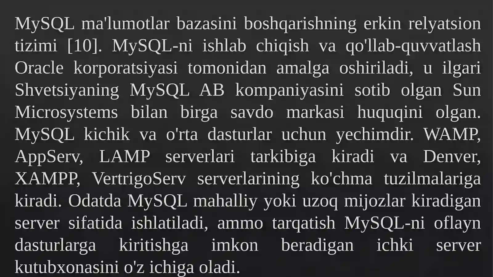 Python dasturlash tilida ma’lumotlar bazasi MySQL. Dasturlashda ma’lumotlar bazalari bilan ishlashning ahamiyati 3