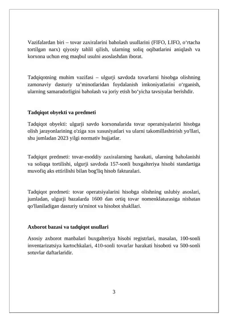 Ulgurji savdo korxonalarida tovar operatsiyalarining hisobi 3