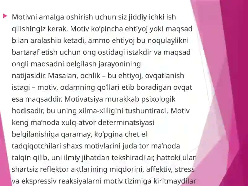 Motiv, motivatsiya va hissiyotning namoyon bo’lishi 3